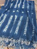 Vintage African Indigo Denim Shibori Mudcloth 56” L x 45” W Textile | No. 163