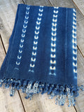 Vintage African Indigo Denim Shibori Mudcloth 57” L x 43” W Textile | No. 165