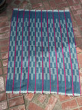 Vintage African Indigo Baule Mudcloth Pink Stripes 54”L x 42”W Textile | No. 161