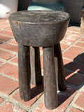 Vintage African Dark Wooden Lobi Stool 13” H x 8” - 8 1/2” D / Decor Collector
