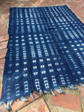 Vintage African Indigo Denim Shibori Mudcloth 58” L x 43” W Textile | No. 156