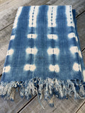 Vintage African Fade Indigo Denim Shibori Mudcloth 54”L x 41”W Textile | No. 164