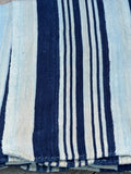 Vintage African Indigo Denim Stripes Mudcloth 58” L x 46” W Textile | No. 137