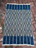 Vintage African Indigo Baule Mudcloth Lime Stripes 57”L x 37”W Textile | No. 124
