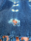 Vintage African Indigo Denim Shibori Mudcloth 57” L x 43” W Textile | No. 165