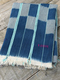 Vintage African Indigo Baule Mudcloth Blue Stripes 56”L x 40”W Textile | No. 145