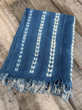 Vintage African Indigo Denim Shibori Mudcloth 56” L x 43” W Textile | No. 170