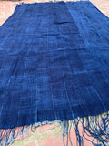 Vintage African Indigo Denim Mossi Mudcloth Throw 82”L x 51”W Textile | No. 160