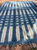 Vintage African Fade Indigo Denim Shibori Mudcloth 54”L x 41”W Textile | No. 164