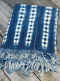 Vintage African Indigo Denim Shibori Mudcloth 56” L x 45” W Textile | No. 140