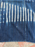 Vintage African Indigo Denim Shibori Mudcloth 58” L x 43” W Textile | No. 104