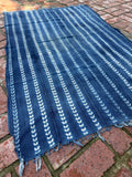 Vintage African Indigo Denim Shibori Mudcloth 60” L x 41” W Textile | No. 119
