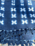 Vintage African Indigo Denim Shibori Mudcloth 54” L x 41” W Textile | No. 120
