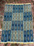 Vintage African Indigo Baule Mudcloth Blue Stripes + Gold 55”L x 40”W | No. 144