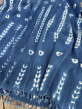 Vintage African Indigo Denim Shibori Mudcloth 56” L x 41” W Textile | No. 162