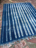 Vintage African Indigo Denim Shibori Mudcloth 56” L x 45” W Textile | No. 140