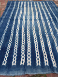 Vintage African Indigo Denim Shibori Mudcloth 59” L x 41” W Textile | No. 147