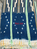 Vintage African Indigo Baule Mudcloth Lime Stripes 57”L x 37”W Textile | No. 124