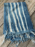 Vintage African Indigo Denim Shibori Tribal Mudcloth 58” L x 39” W | No. 146