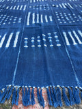 Vintage African Indigo Denim Shibori Mudcloth 60” L x 42” W Textile | No. 116