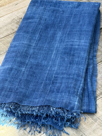 Vintage African Indigo Denim Mossi Mudcloth 83” L x 39” W Textile | No. 132