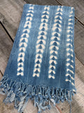 Vintage African Faded Indigo Denim Shibori Mudcloth 58”L x 39”W Textile | No.157