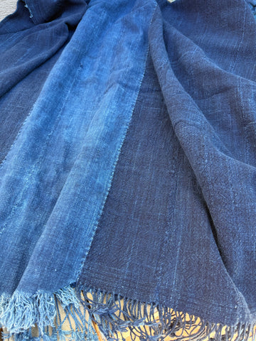 Vintage African Indigo Denim Mossi Mudcloth 70” L x 41” W Textile | No. 153