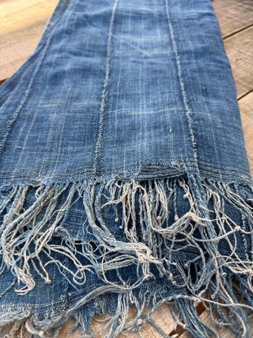 Vintage African Indigo Denim Mossi Mudcloth 75” L x 41” W Textile | No. 155