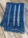 Vintage African Indigo Denim Shibori Mudcloth 56” L x 41” W Textile | No. 162