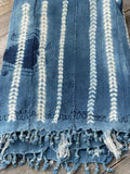 Vintage African Indigo Denim Shibori Tribal Mudcloth 58” L x 39” W | No. 146