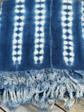 Vintage African Indigo Denim Shibori Mudcloth 56” L x 45” W Textile | No. 140