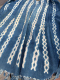 Vintage African Indigo Denim Shibori Mudcloth 59” L x 41” W Textile | No. 147