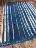 Vintage African Indigo Denim Shibori Mudcloth 59” L x 44” W Textile | No. 150