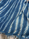 Vintage African Indigo Denim Shibori Mudcloth 56” L x 43” W Textile | No. 170