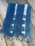 Vintage African Fade Indigo Denim Shibori Mudcloth 54”L x 41”W Textile | No. 164