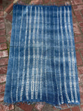Vintage African Faded Indigo Denim Shibori Mudcloth 58”L x 39”W Textile | No.157