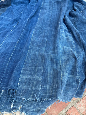 Vintage African Indigo Denim Mossi Mudcloth 74” L x 40” W Textile | No. 175