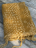 Vintage African Mudcloth Mustard Yellow Textile 58” L x 43” W Textile | No. 142