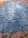 Vintage African Faded Indigo Denim Mossi Mudcloth 67”L x 39”W Textile | No. 136