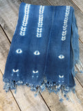 Vintage African Indigo Denim Shibori Mudcloth 58” L x 47” W Textile | No. 166