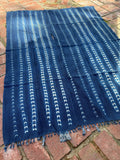 Vintage African Indigo Denim Shibori Mudcloth 57” L x 43” W Textile | No. 165