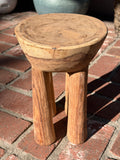 Vintage African Light Wooden Lobi Stool 12” Tall x 9 3/8” - 8 1/4” Diameter