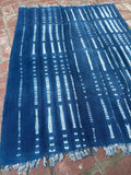 Vintage African Indigo Denim Shibori Mudcloth 61” L x 46” W Textile | No. 180
