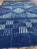 Vintage African Indigo Denim Shibori Mudcloth 64” L x 43” W Textile | No. 141