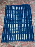 Vintage African Indigo Denim Shibori Mudcloth 60” L x 44” W Textile | No. 178