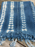 Vintage African Indigo Denim Shibori Mudcloth 56” L x 43” W Textile | No. 106