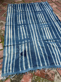 Vintage African Indigo Denim Shibori Tribal Mudcloth 58” L x 39” W | No. 146