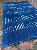 Vintage African Indigo Denim Shibori Mudcloth 60” L x 42” W Textile | No. 116