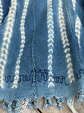 Vintage African Indigo Denim Shibori Tribal Mudcloth 58” L x 39” W | No. 146