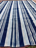 Vintage African Indigo Denim Stripes Mudcloth 58” L x 46” W Textile | No. 137
